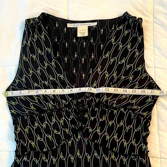 MAX STUDIO Black Sleeveless Top with Green Accents and ruffled hemlines Size L - Picture 9 of 12
